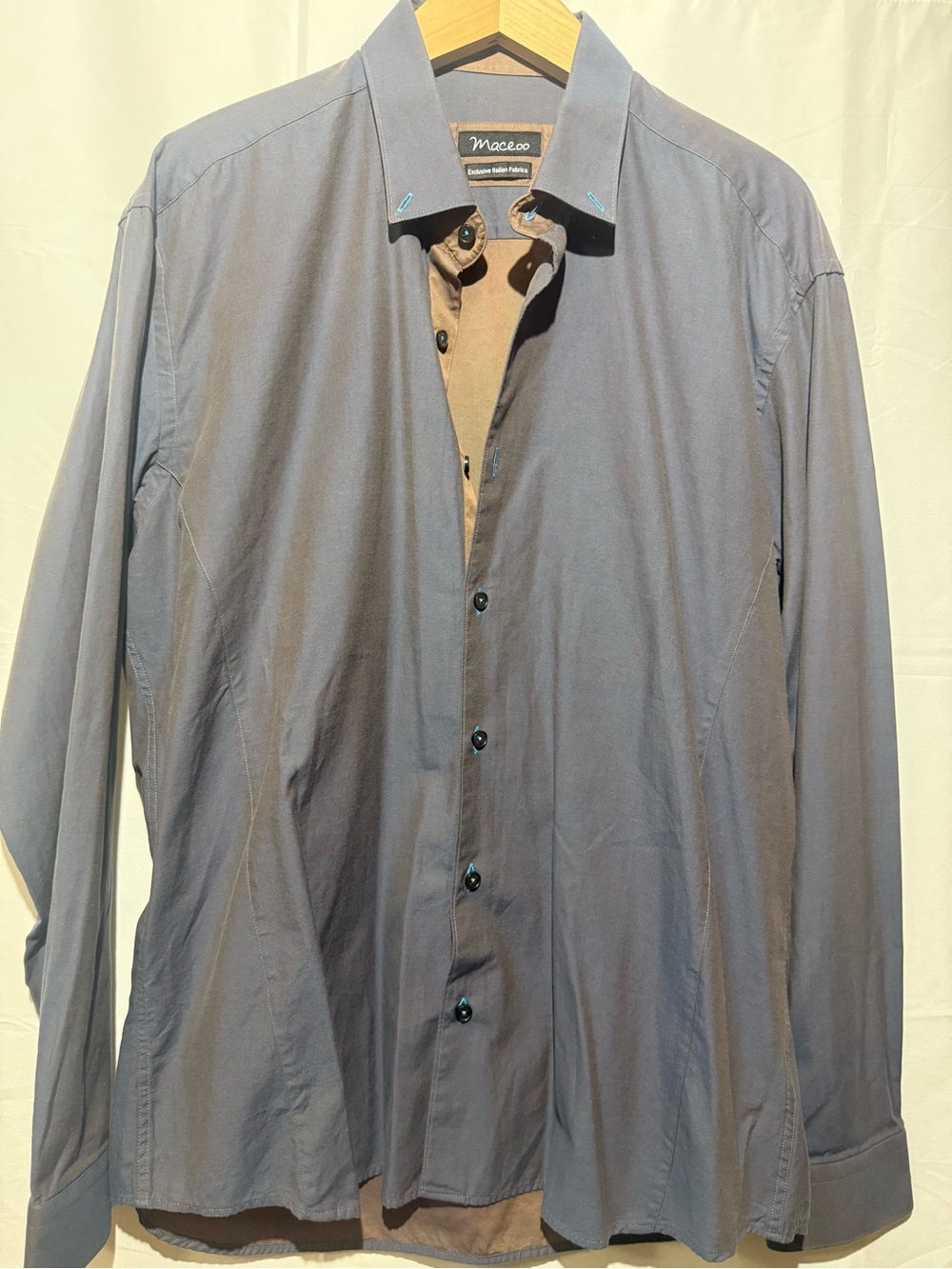 Maceoo Men's Casual Button-Down Shirt in Slate Blue